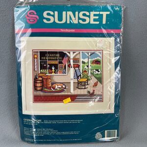 Sunset Needlepoint Kit 12054 General Store 16x12 Inch Country Scene Vintage 1989